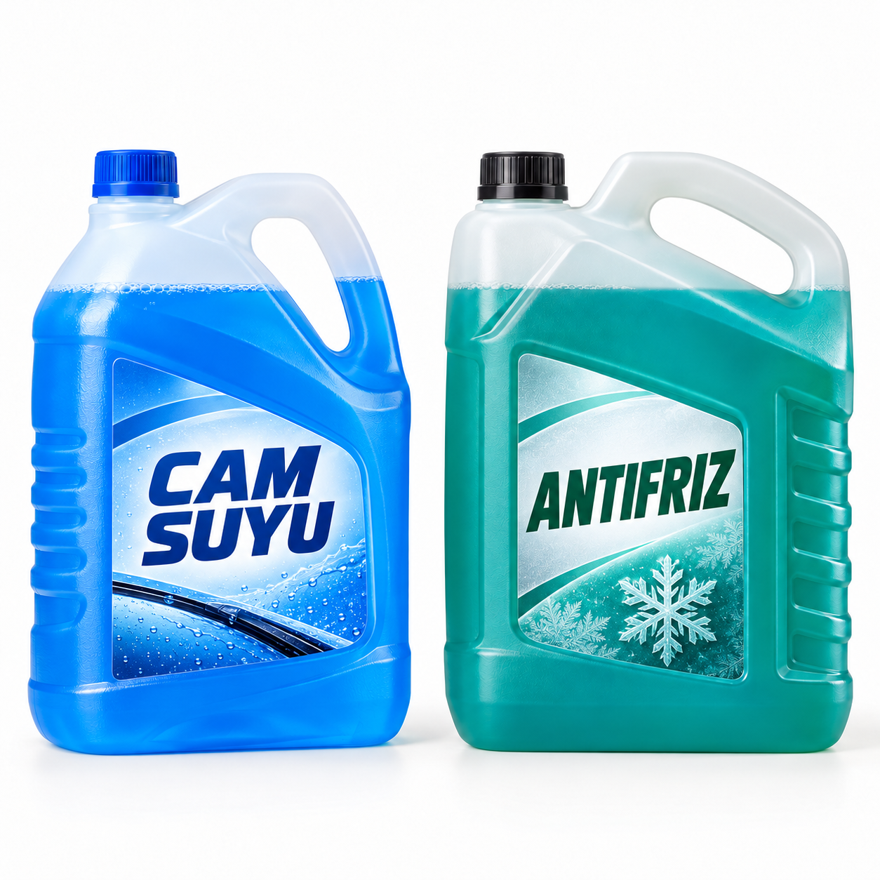 Cam suyu ve antifriz bidonları
